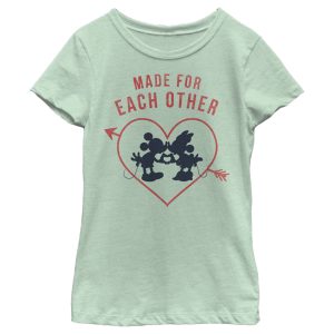 Girl’s Mickey & Friends Mickey and Minnie Made For Each Other T-Shirt 6817101807756