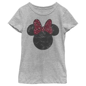 Girl’s Mickey & Friends Minnie Mouse Distressed Leopard Bow T-Shirt 6765111967884