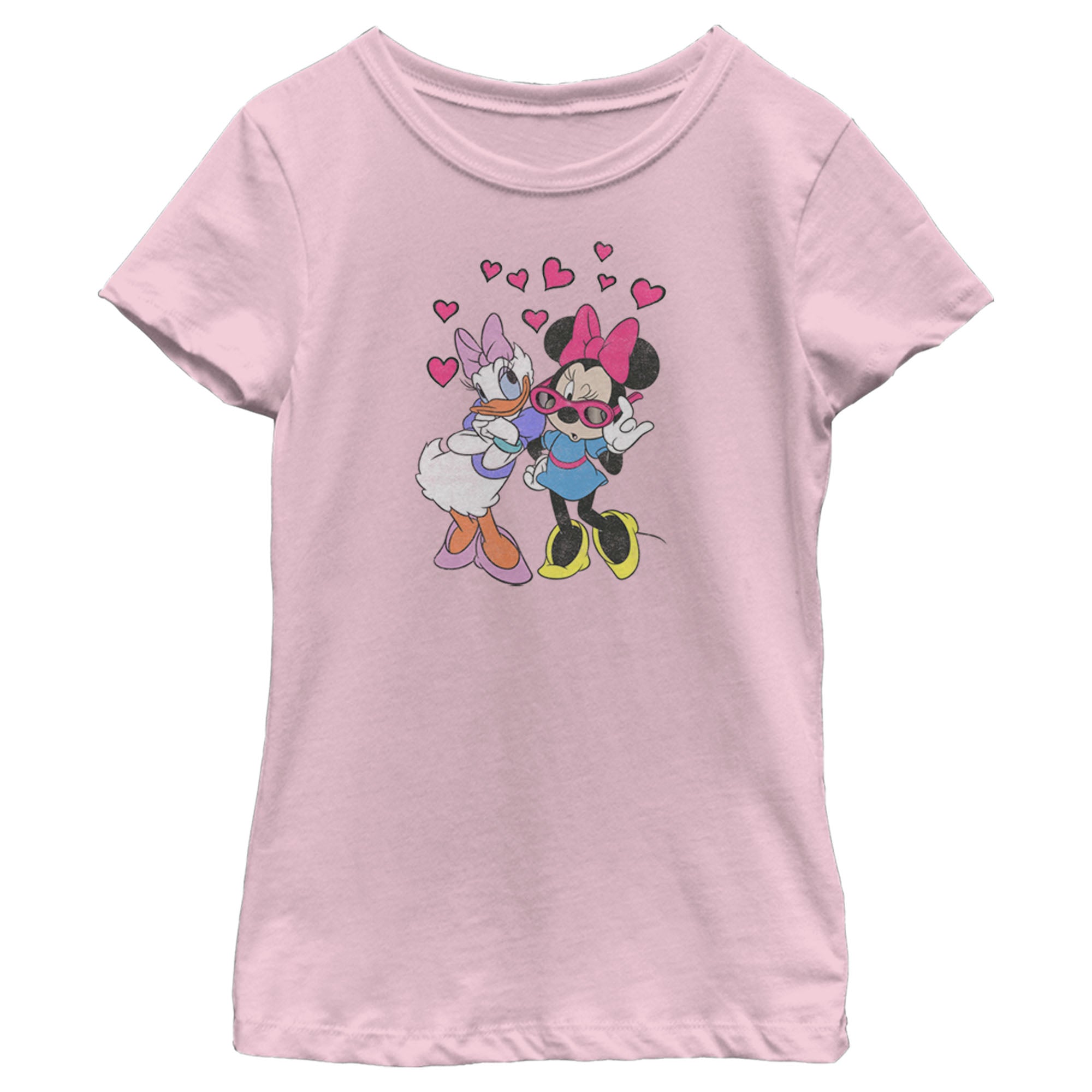 Girl's Mickey & Friends Minnie Mouse and Daisy Duck Hearts T-Shirt 6765097353356 Girl's Mickey & Friends Minnie Mouse and Daisy Duck Hearts T-Shirt 6765097353356