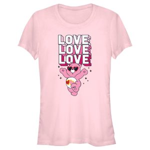 Junior’s Care Bears Valentine’s Day Love-a-lot Bear Love Sunglasses T-Shirt 7219457851532
