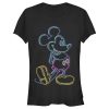 Junior’s Mickey & Friends Bright Neon Mickey Mouse Outline T-Shirt 6886026281100