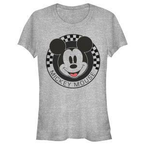 Junior’s Mickey & Friends Checkered Mickey Mouse Portrait T-Shirt 6886026117260