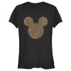 Junior’s Mickey & Friends Cheetah Print Mickey Mouse Logo Distressed T-Shirt 6886024937612