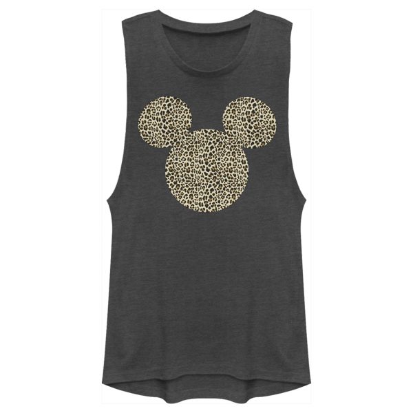 Junior’s Mickey & Friends Cheetah Print Mickey Mouse Logo Festival Muscle Tee 7147052695692
