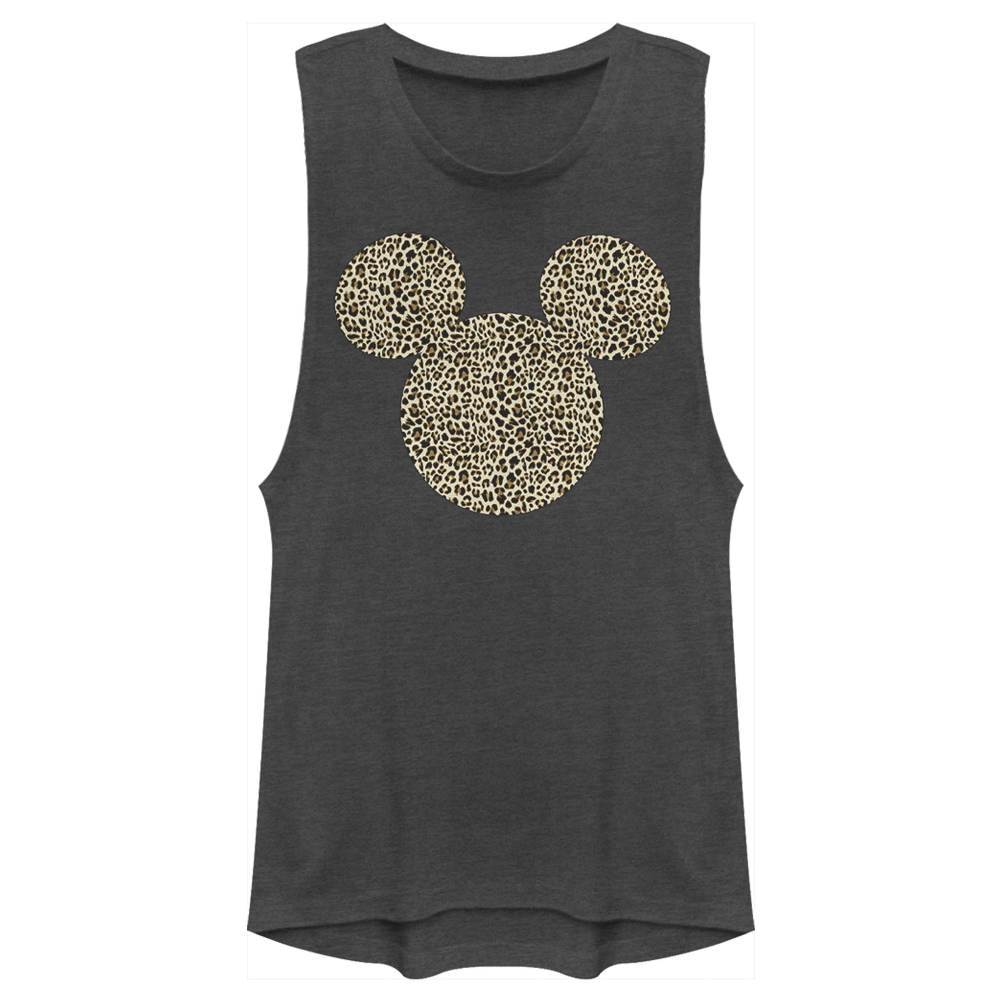 Junior's Mickey & Friends Cheetah Print Mickey Mouse Logo Festival Muscle Tee 7147052695692 Junior's Mickey & Friends Cheetah Print Mickey Mouse Logo Festival Muscle Tee 7147052695692