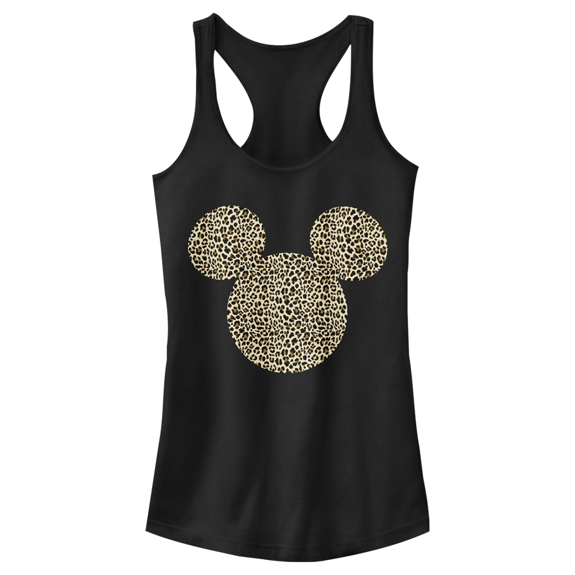 Junior's Mickey & Friends Cheetah Print Mickey Mouse Logo Racerback Tank Top 7147053514892 Junior's Mickey & Friends Cheetah Print Mickey Mouse Logo Racerback Tank Top 7147053514892