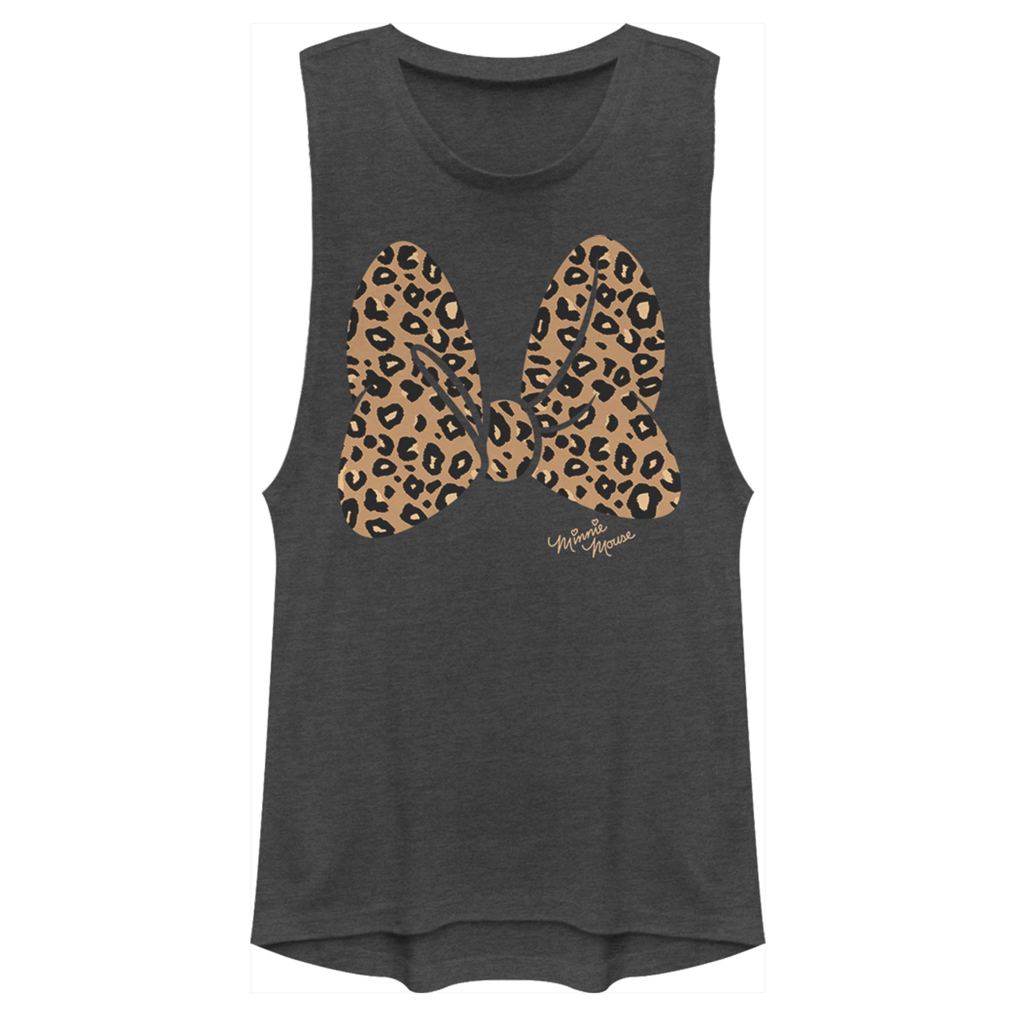 Junior's Mickey & Friends Cheetah Print Minnie Mouse Bow Festival Muscle Tee 7147052892300 Junior's Mickey & Friends Cheetah Print Minnie Mouse Bow Festival Muscle Tee 7147052892300