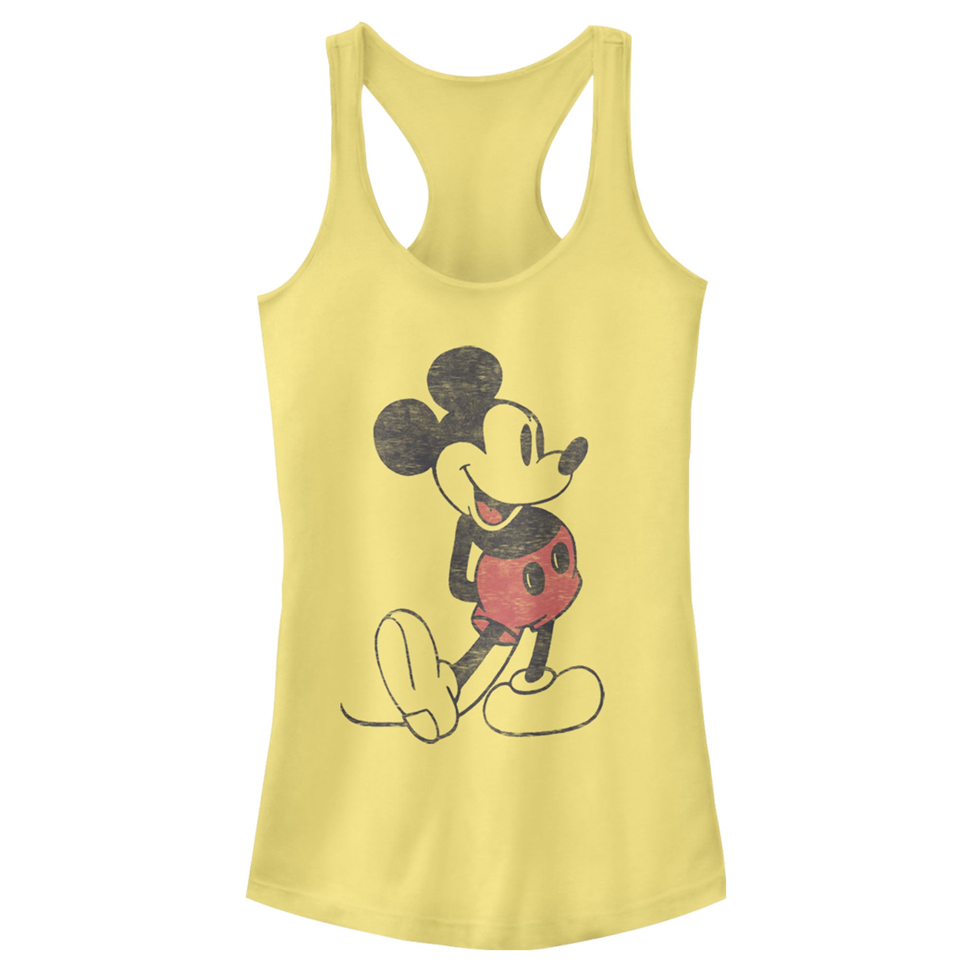 Junior's Mickey & Friends Distressed Mickey Mouse Pose Racerback Tank Top 7147028185228 Junior's Mickey & Friends Distressed Mickey Mouse Pose Racerback Tank Top 7147028185228