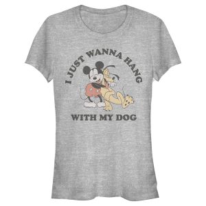 Junior’s Mickey & Friends I Just Wanna Hang with my Dog Pluto T-Shirt 6886028312716
