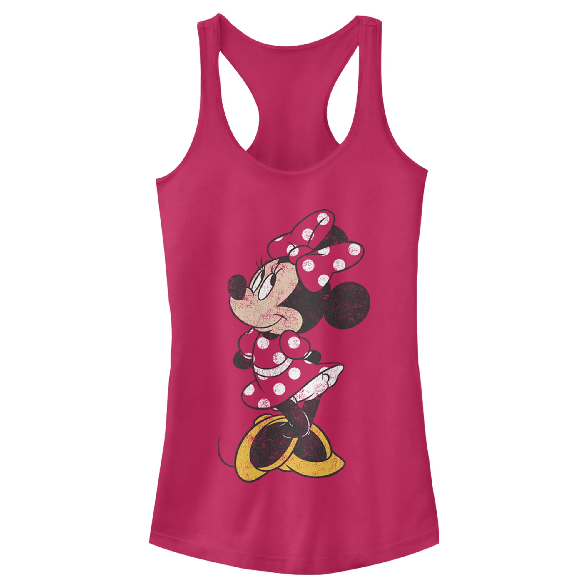 Junior's Mickey & Friends Minnie Mouse Portrait Distressed Racerback Tank Top 7147038048396 Junior's Mickey & Friends Minnie Mouse Portrait Distressed Racerback Tank Top 7147038048396