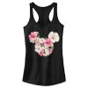 Junior’s Mickey & Friends Pink Floral Mickey Mouse Logo Racerback Tank Top 7147031068812