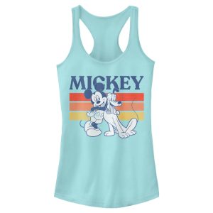 Junior’s Mickey & Friends Retro Pluto and Mickey Mouse Racerback Tank Top 7147032871052