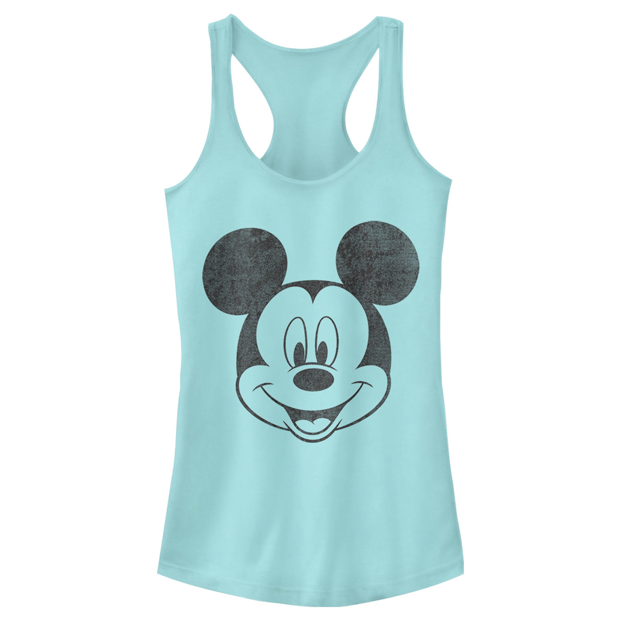 Junior's Mickey & Friends Smiling Mickey Mouse Distressed Racerback Tank Top 7147038376076 Junior's Mickey & Friends Smiling Mickey Mouse Distressed Racerback Tank Top 7147038376076