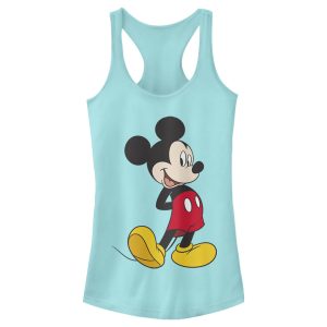 Junior’s Mickey & Friends Smiling Mickey Mouse Portrait Racerback Tank Top 7147027562636