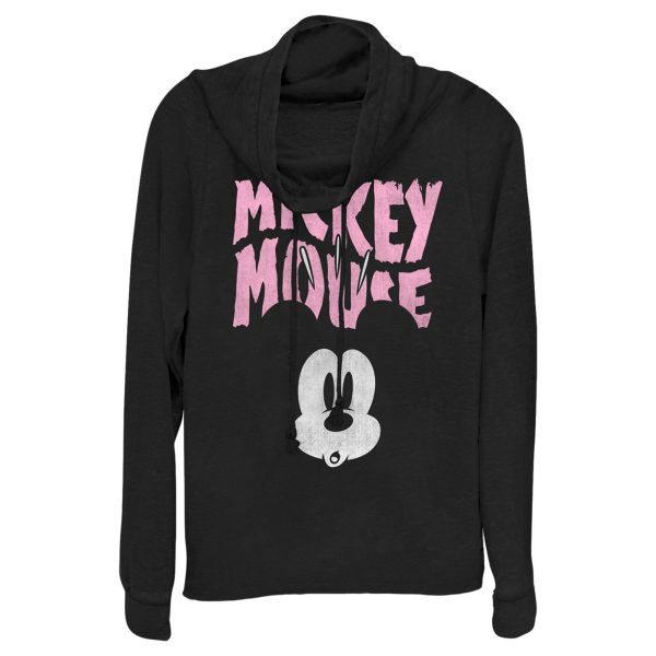 Junior’s Mickey & Friends Surprised Pink Logo Cowl Neck Sweatshirt 7200022298764