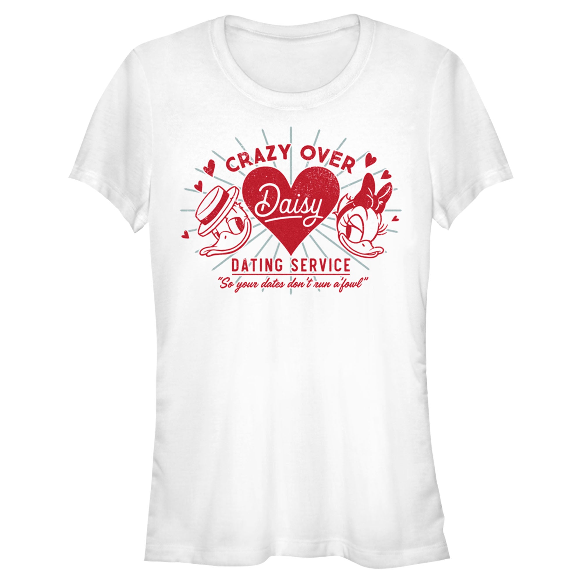 Junior's Mickey & Friends Valentine's Day Crazy Over Daisy Dating Service T-Shirt 7219454967948 Junior's Mickey & Friends Valentine's Day Crazy Over Daisy Dating Service T-Shirt 7219454967948