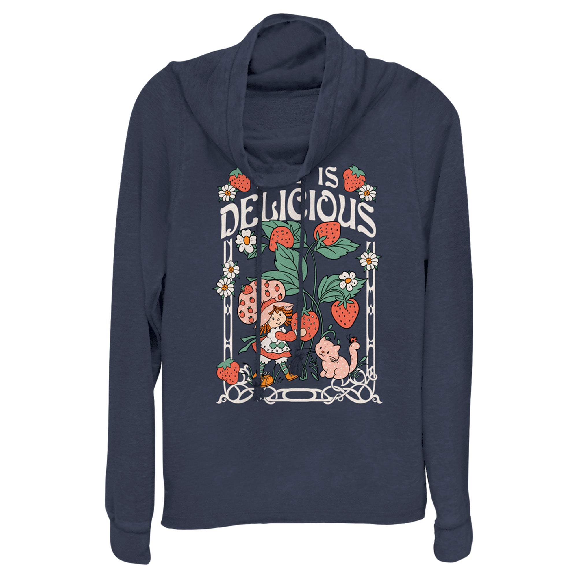 Junior's Strawberry Shortcake Life is Delicious Cowl Neck Sweatshirt 7255673897100 Junior's Strawberry Shortcake Life is Delicious Cowl Neck Sweatshirt 7255673897100