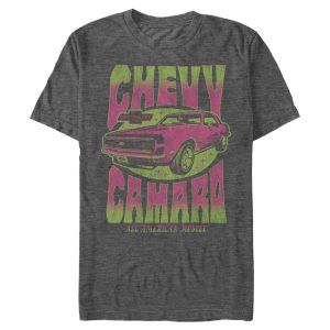 Men’s General Motors Retro Pink and Green Chevy Camaro T-Shirt 6887998292108