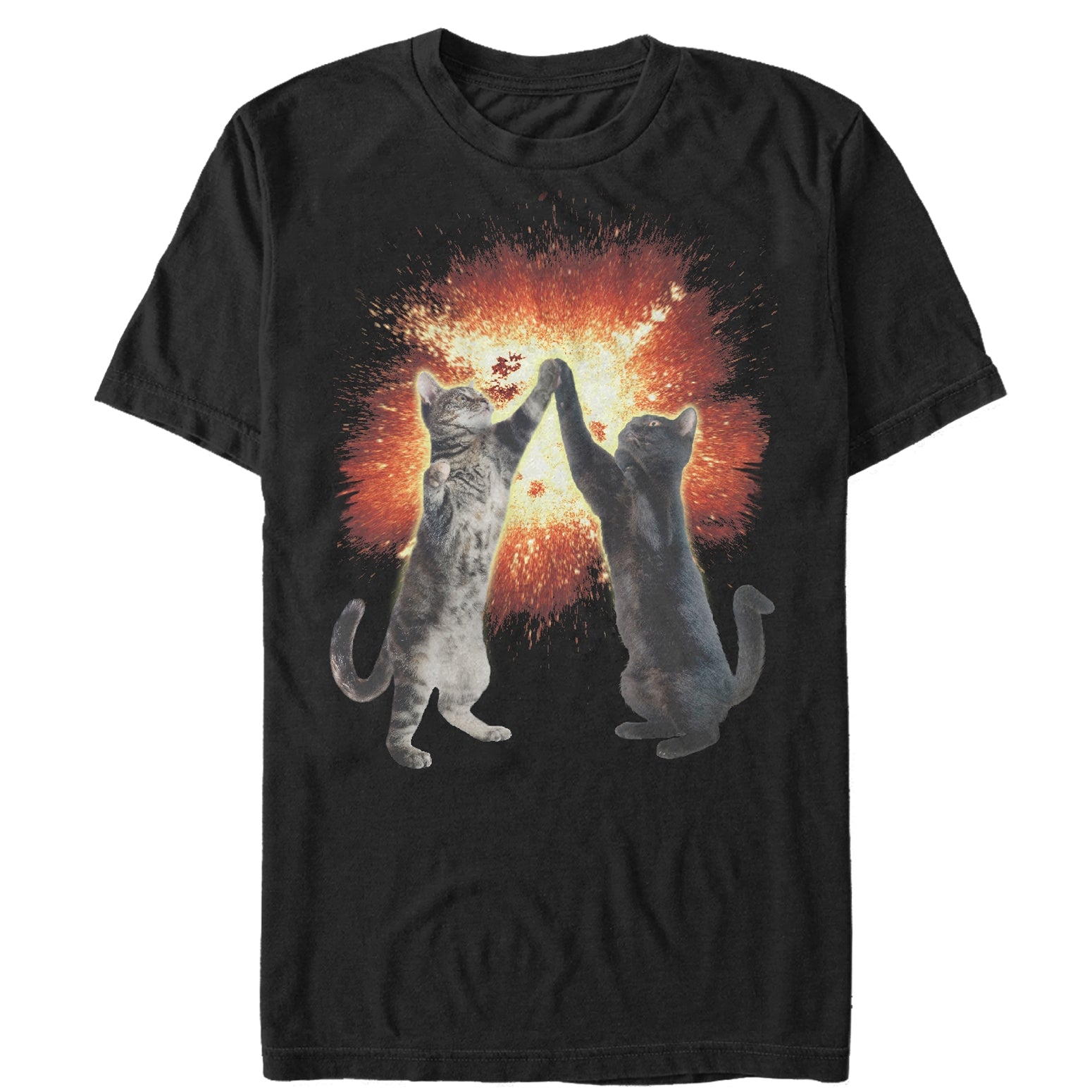 Men's Lost Gods Cat High Five Explosion T-Shirt Men's Lost Gods Cat High Five Explosion T-Shirt