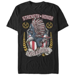 Men’s Lost Gods Fourth of July  Strength Honor Freedom USA T-Shirt