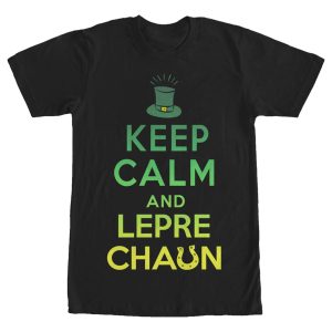 Men’s Lost Gods St. Patrick’s Day Keep Calm and Leprechaun Green Fade T-Shirt