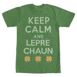 Men’s Lost Gods St. Patrick’s Day Keep Calm and Leprechaun Retro T-Shirt