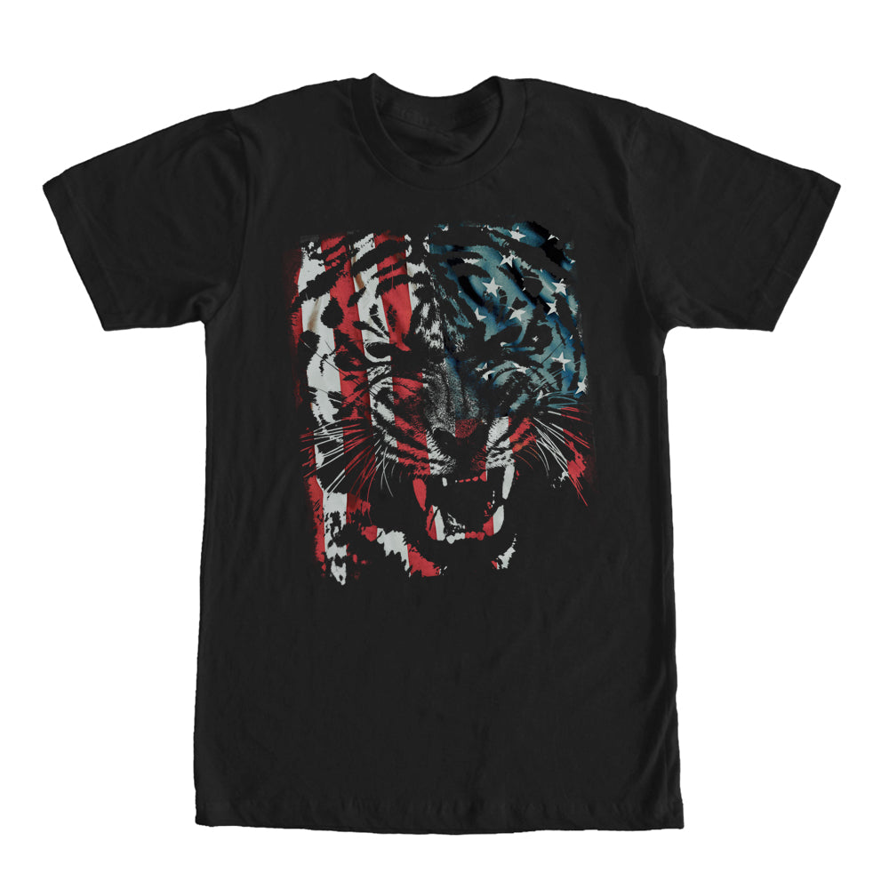 Men's Lost Gods Tiger Growl American Flag T-Shirt Men's Lost Gods Tiger Growl American Flag T-Shirt