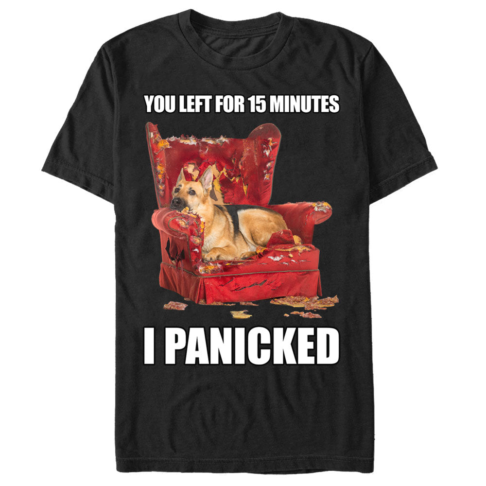 Men's Lost Gods You Left for 15 Minutes I Panicked Dog T-Shirt Men's Lost Gods You Left for 15 Minutes I Panicked Dog T-Shirt