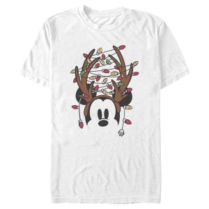 Men’s Mickey & Friends Antlers with Christmas Lights T-Shirt