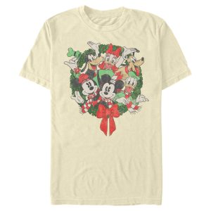 Men’s Mickey & Friends Christmas Group Shot Wreath T-Shirt