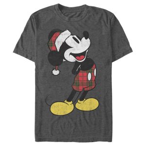 Men’s Mickey & Friends Christmas Plaid Distressed Portrait T-Shirt