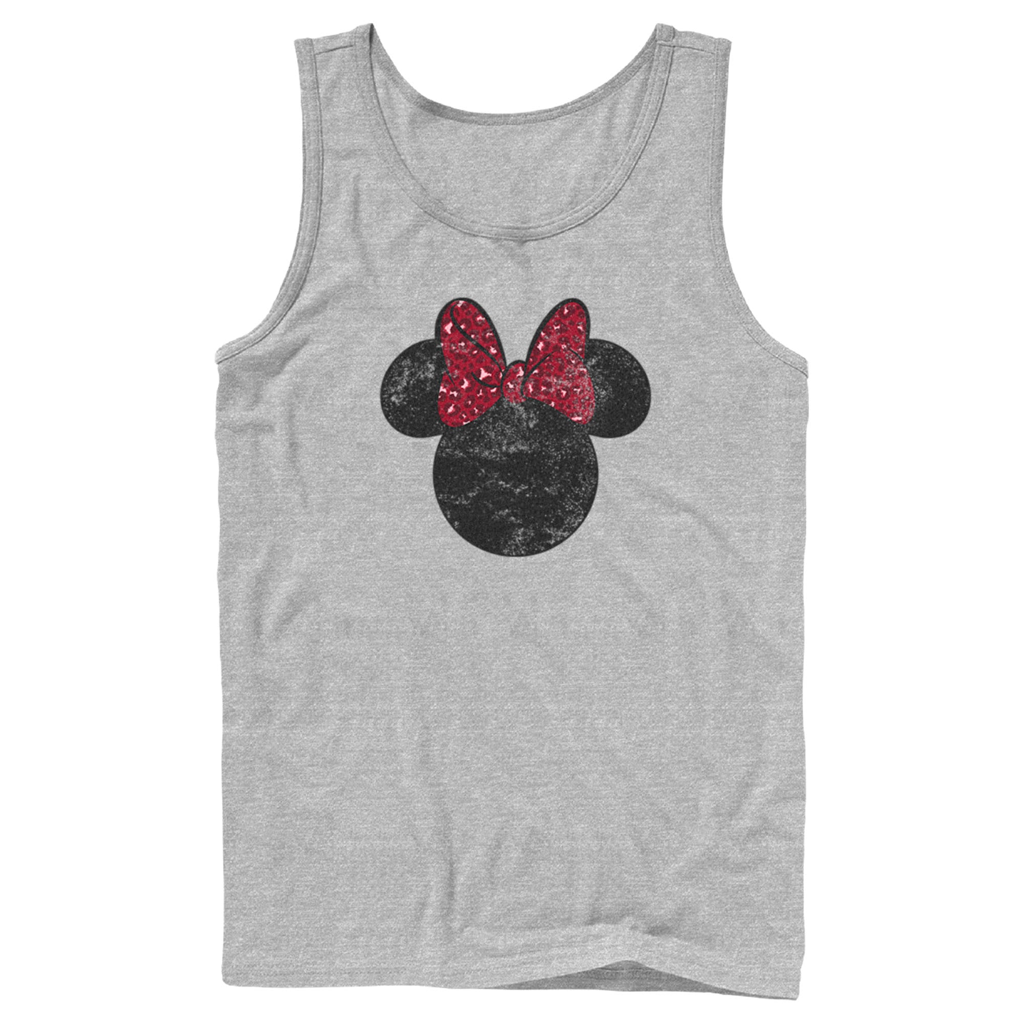 Men's Mickey & Friends Minnie Mouse Distressed Leopard Bow Tank Top Men's Mickey & Friends Minnie Mouse Distressed Leopard Bow Tank Top
