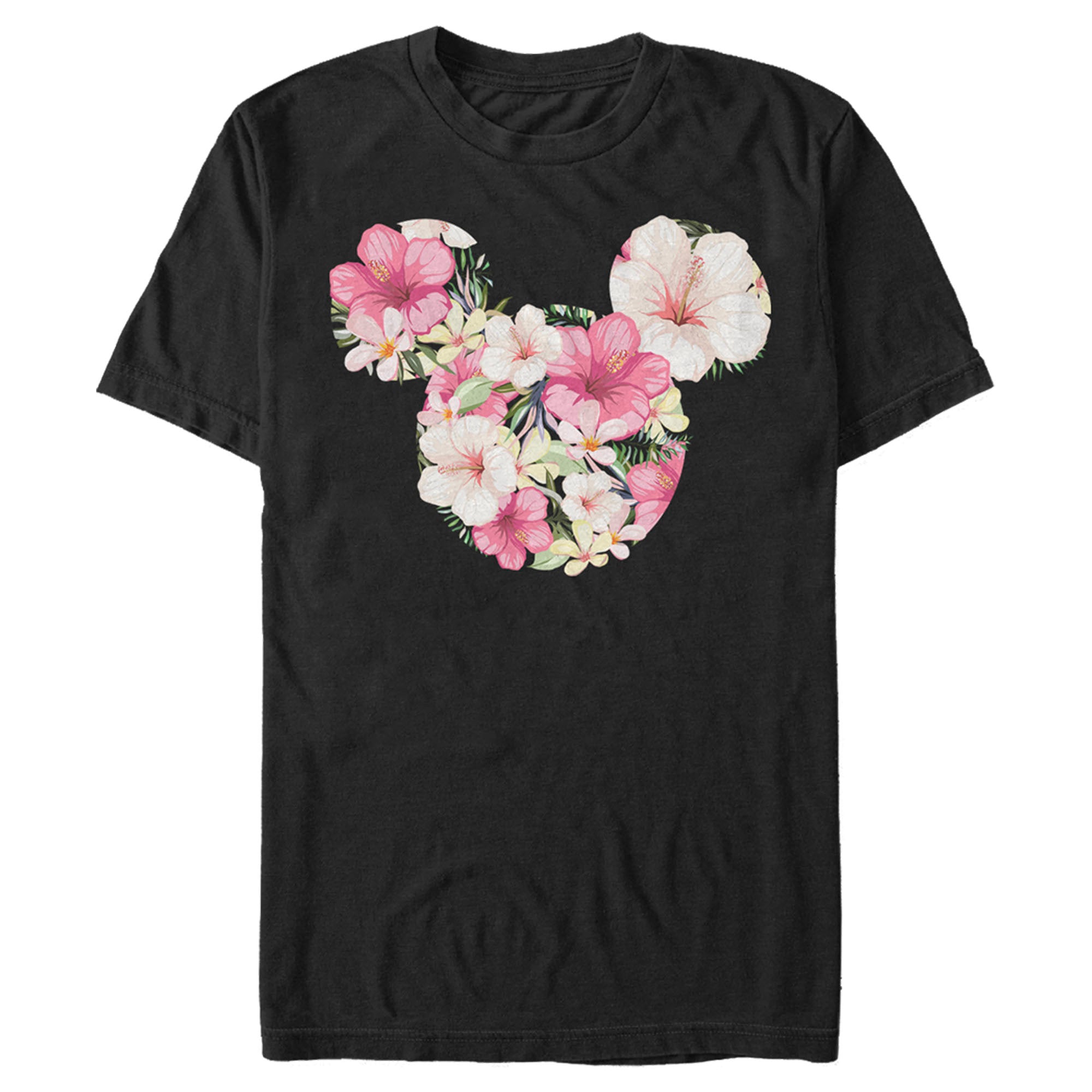 Men's Mickey & Friends Pink Floral Mickey Mouse Logo T-Shirt Men's Mickey & Friends Pink Floral Mickey Mouse Logo T-Shirt