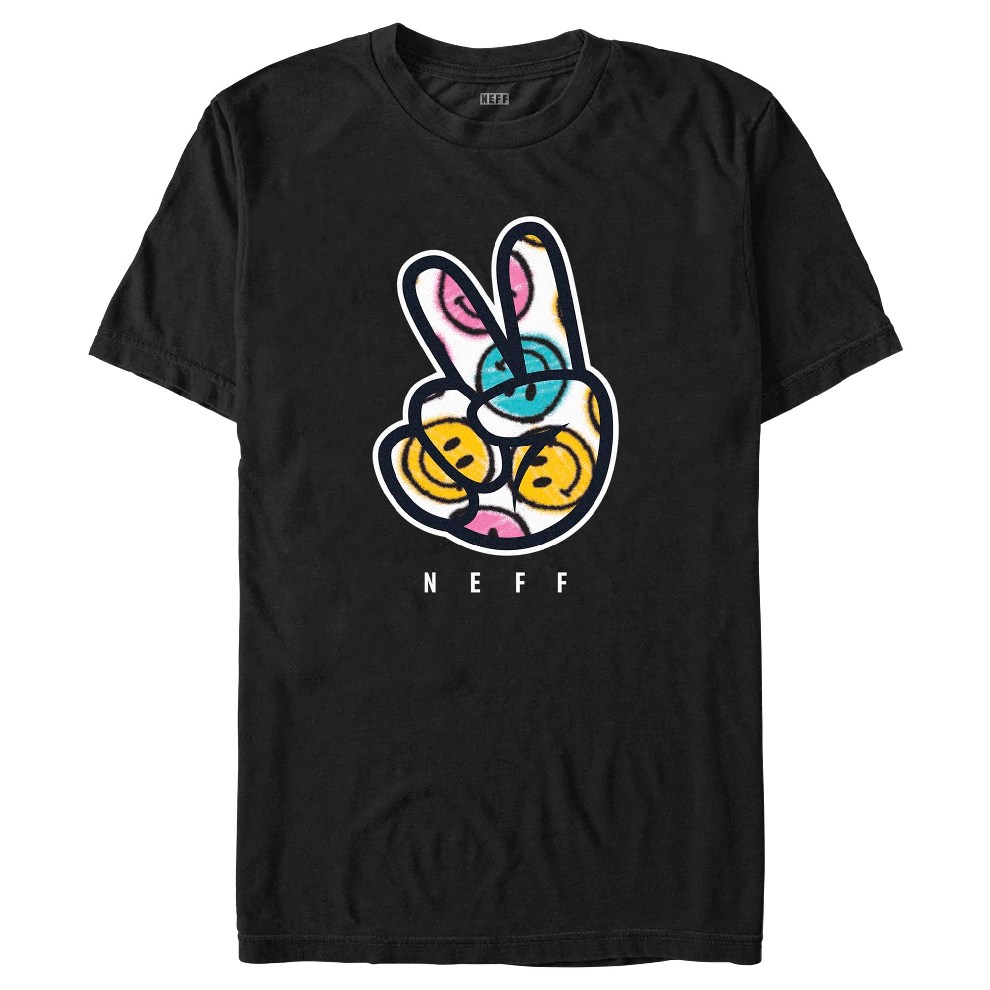 Men's NEFF Smiley Face Peace Fingers T-Shirt Men's NEFF Smiley Face Peace Fingers T-Shirt