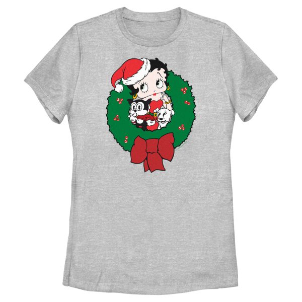 Women’s Betty Boop Christmas Characters Wreath T-Shirt