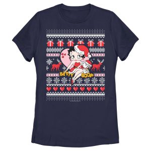 Women’s Betty Boop Christmas Ugly Sweater Print T-Shirt