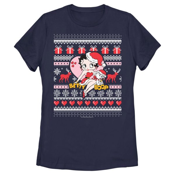 Women’s Betty Boop Christmas Ugly Sweater Print T-Shirt