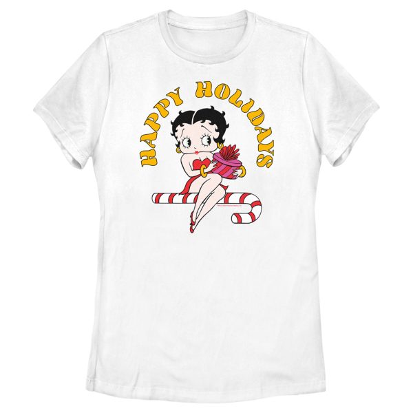 Women’s Betty Boop Happy Holidays Candy Cane T-Shirt