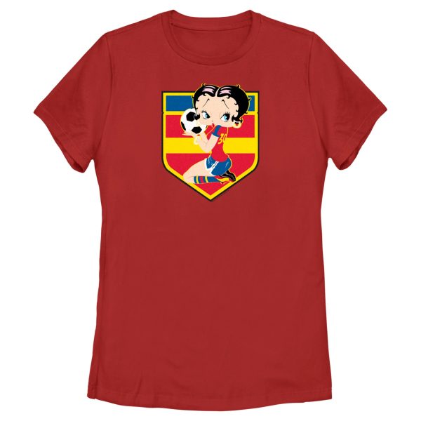 Women’s Betty Boop Spain Blue Soccer Badge T-Shirt