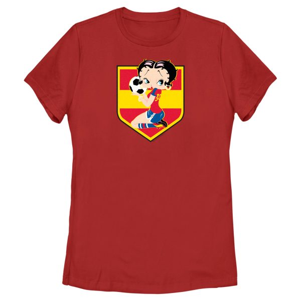 Women’s Betty Boop Spain Soccer Badge T-Shirt