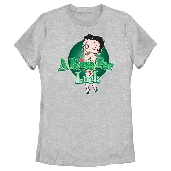 Women’s Betty Boop St. Patrick’s Day Betty A Kiss for Luck T-Shirt