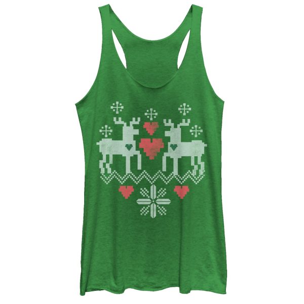 Women’s Lost Gods Christmas Reindeer Love Racerback Tank Top