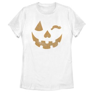 Women’s Lost Gods Halloween Jack-o’-Lantern Wink T-Shirt