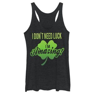 Women’s Lost Gods St. Patrick’s Day I Don’t Need Luck I’m Amazing! Racerback Tank Top