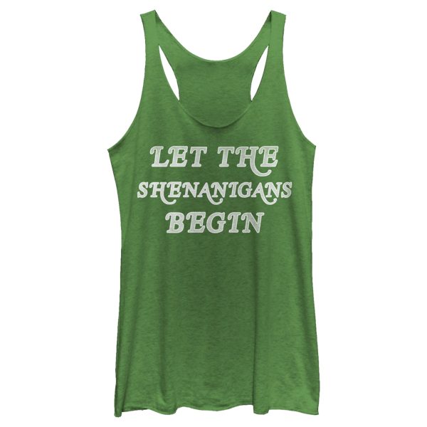 Women’s Lost Gods St. Patrick’s Day Let the Shenanigans Begin Retro Racerback Tank Top