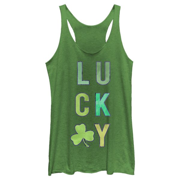 Women’s Lost Gods St. Patrick’s Day Lucky Tie-Dye Fill Racerback Tank Top