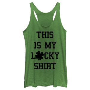 Women’s Lost Gods St. Patrick’s Day This is my Lucky Shirt Racerback Tank Top