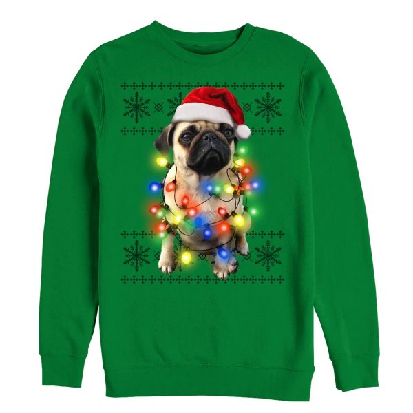 Women’s Lost Gods Ugly Christmas Pug Lights Sweatshirt