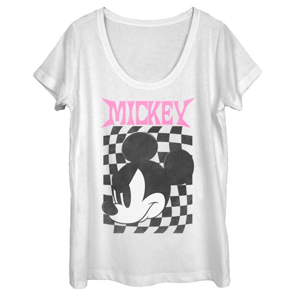 Women’s Mickey & Friends Angry Checker Logo Scoop Neck