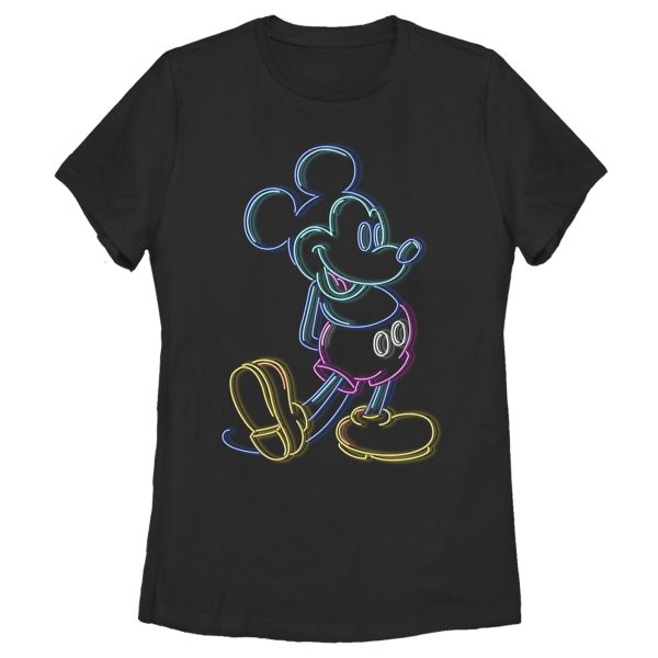 Women’s Mickey & Friends Bright Neon Mickey Mouse Outline T-Shirt